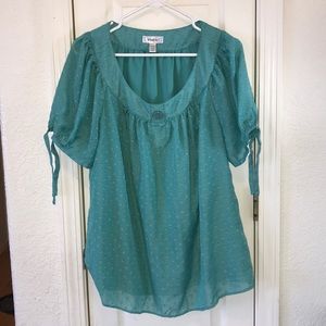 Super cute turquoise polka dot blouse XL